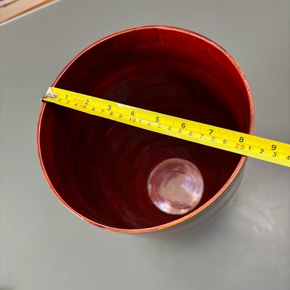 Lifestyles by Sixtrees Bamboo/wood Laquerware Vase Dark Red Asian Home Decor - Picture 4 of 8